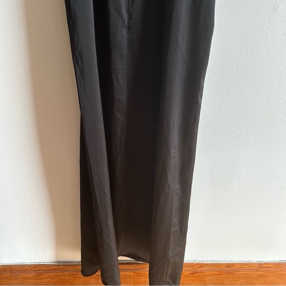 Azazie Sz 12 Eren Elegant One Shoulder Satin Black Maxi Wedding Gown Dress - Picture 11 of 14